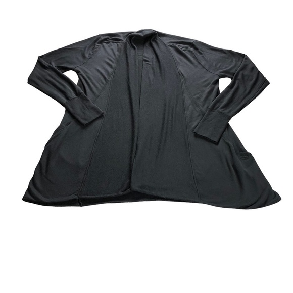 Athleta Black Open Front Long Line Modal Long Sleeve Cardigan w/ thumbholes, SzS - Picture 1 of 10